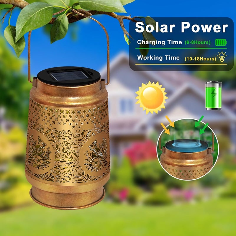 ostritec Christmas Gifts Cardinal Solar Lanterns Outdoor Waterproof Hanging Solar Lights, Cardinal Garden Decor Birthday Gifts for Women Mom, Hanging Metal Garden Lights for Yard Patio Lawn Landscape - Image 5